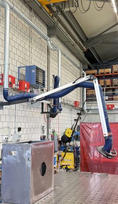 L+M AG Aspiration de halls : Aspiration par tuyauterie avec bras d'aspiration