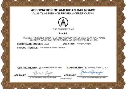 Zerfifikat-AAR-Association-of-American-Railroads